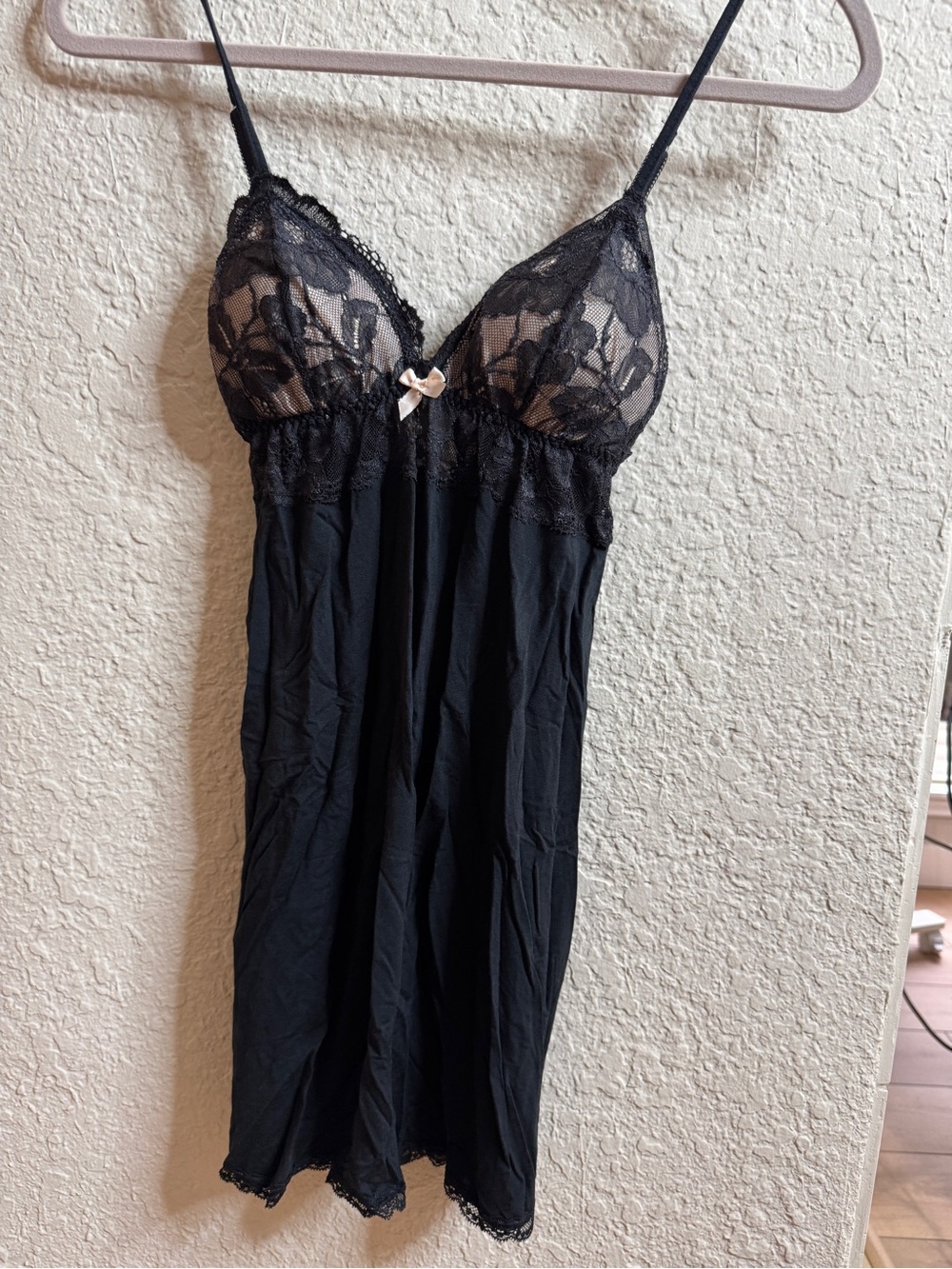 Victoria's Secret Black Lace Chemise with Sheer Cups